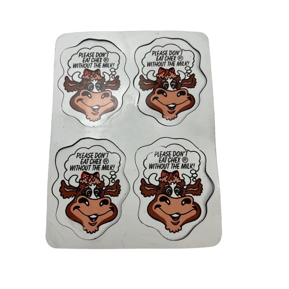 Vintage Cereal Prize From Chex Includes 4 Brown Cow Magnets